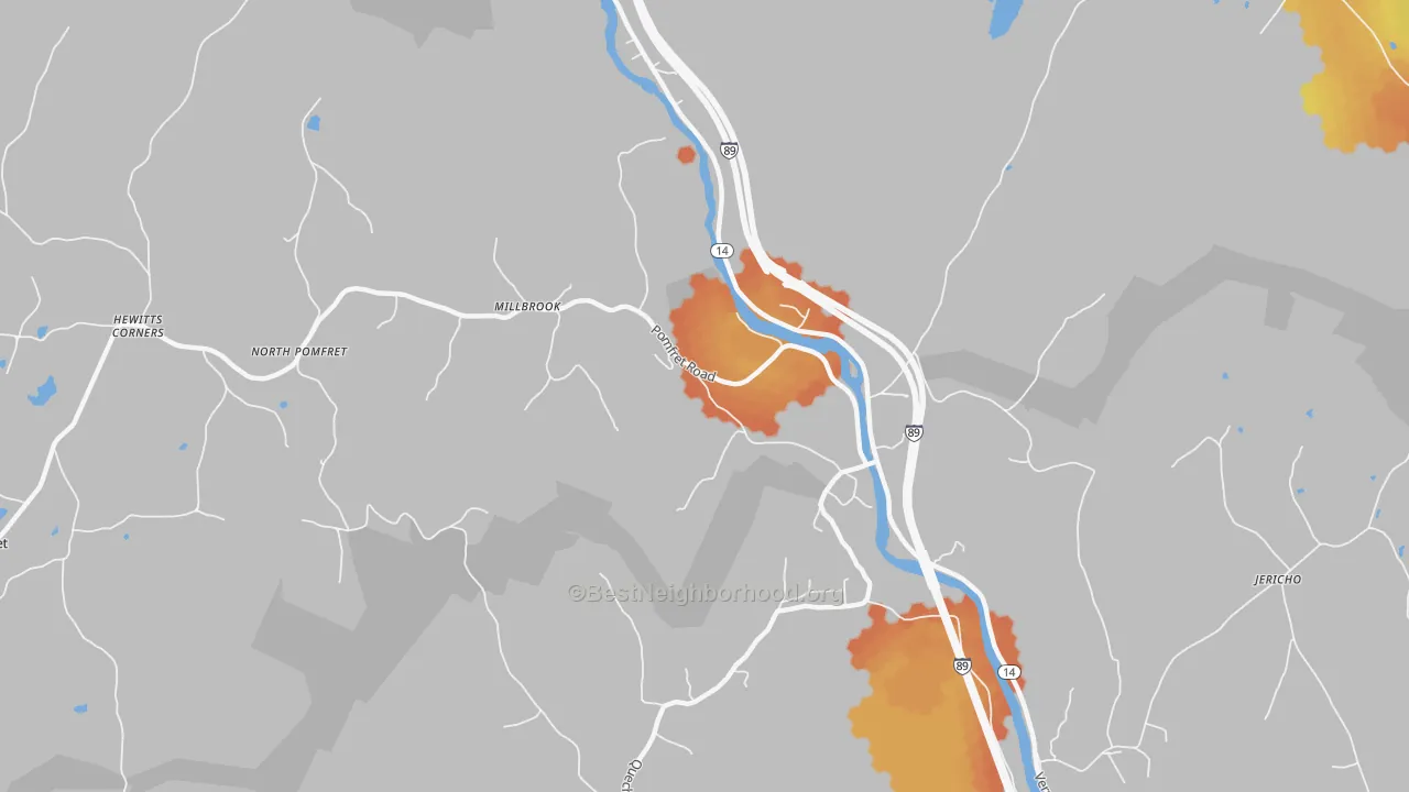 Bike Grade map of 05084, VT