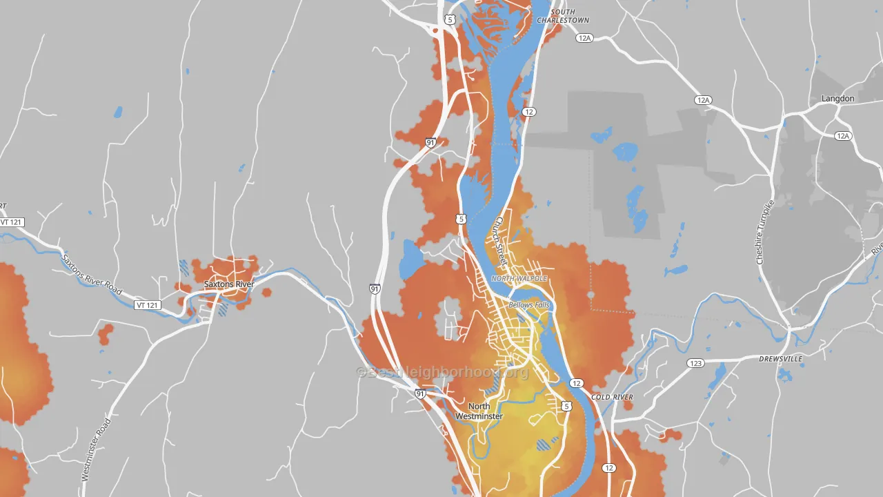 Bike Grade map of 05101, VT