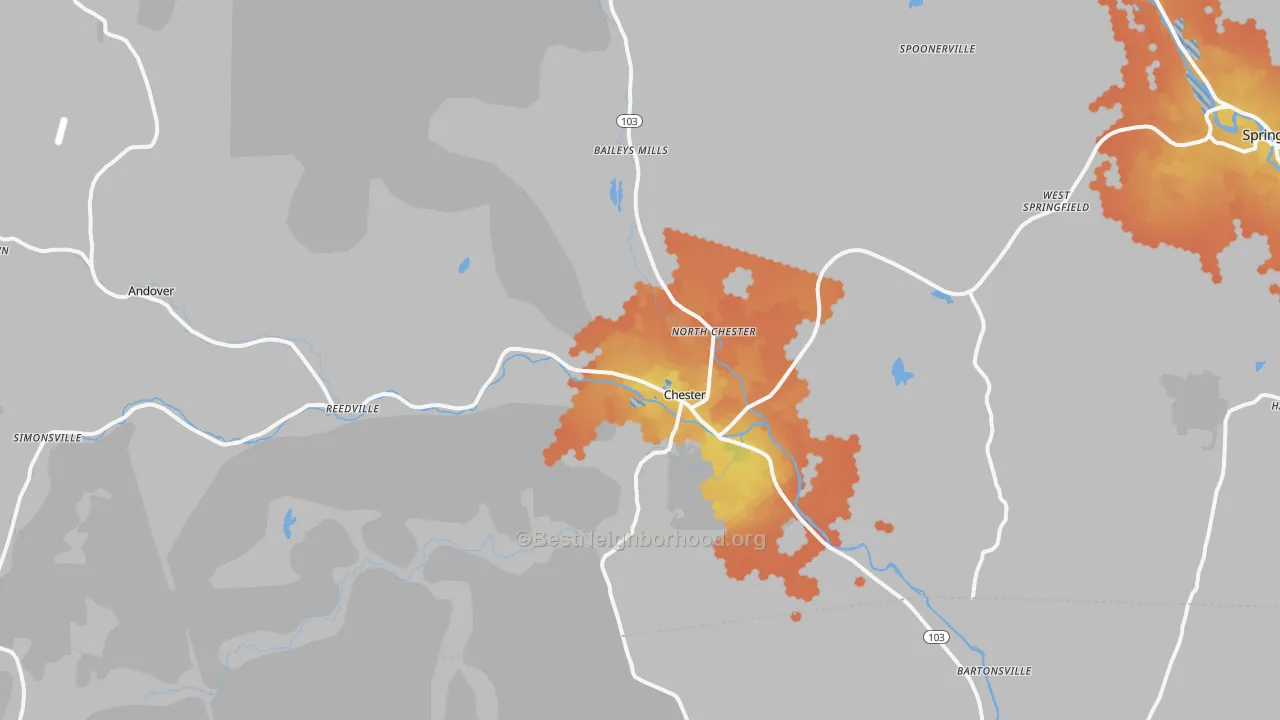 Bike Grade map of 05143, VT