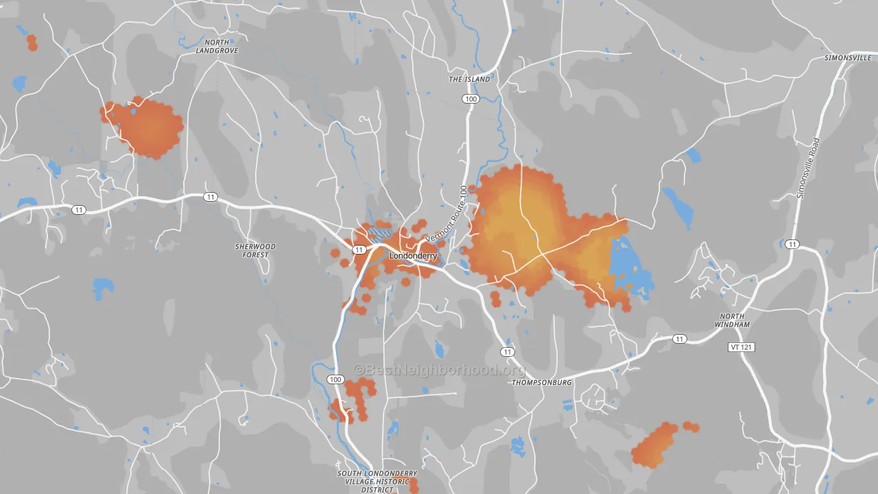 Bike Grade map of 05148, VT