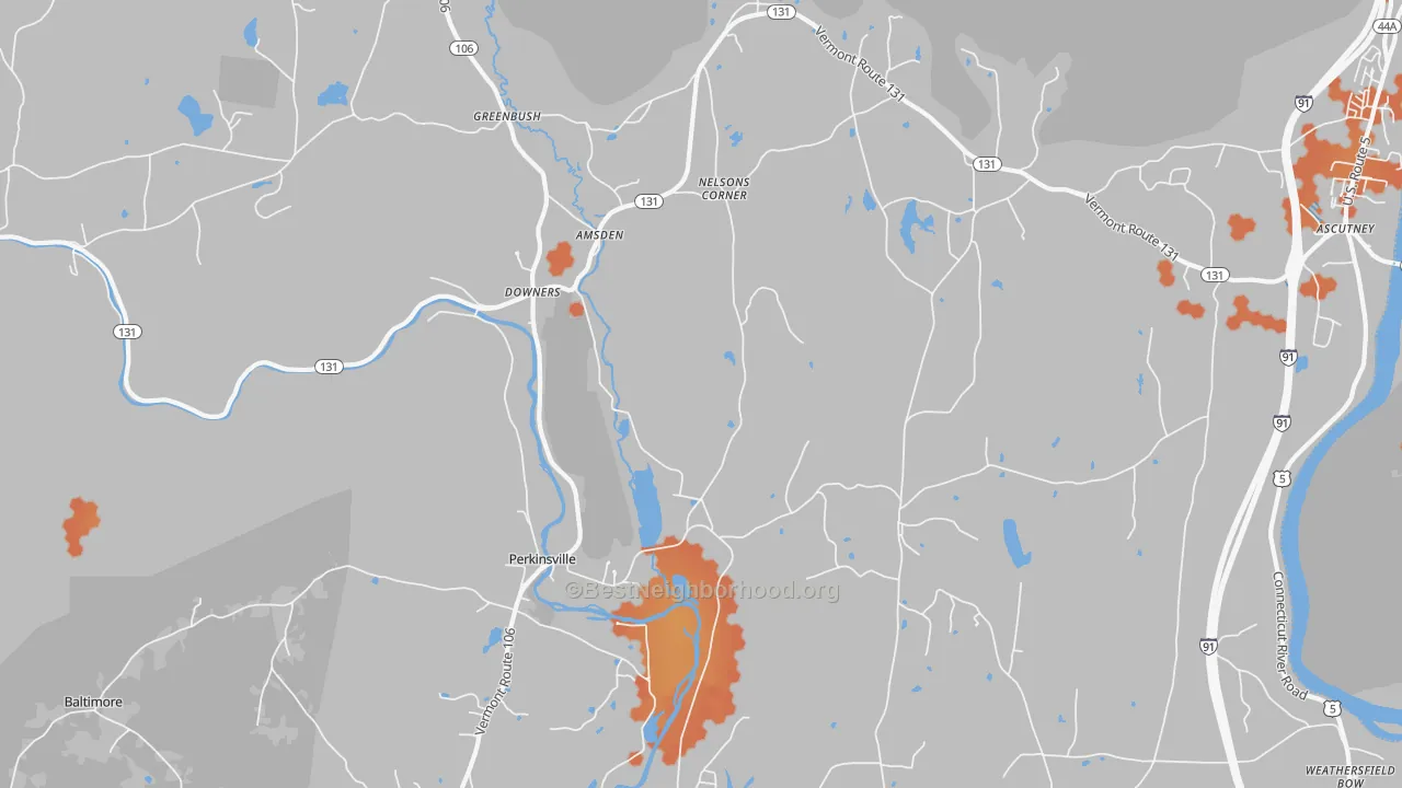 Bike Grade map of 05151, VT