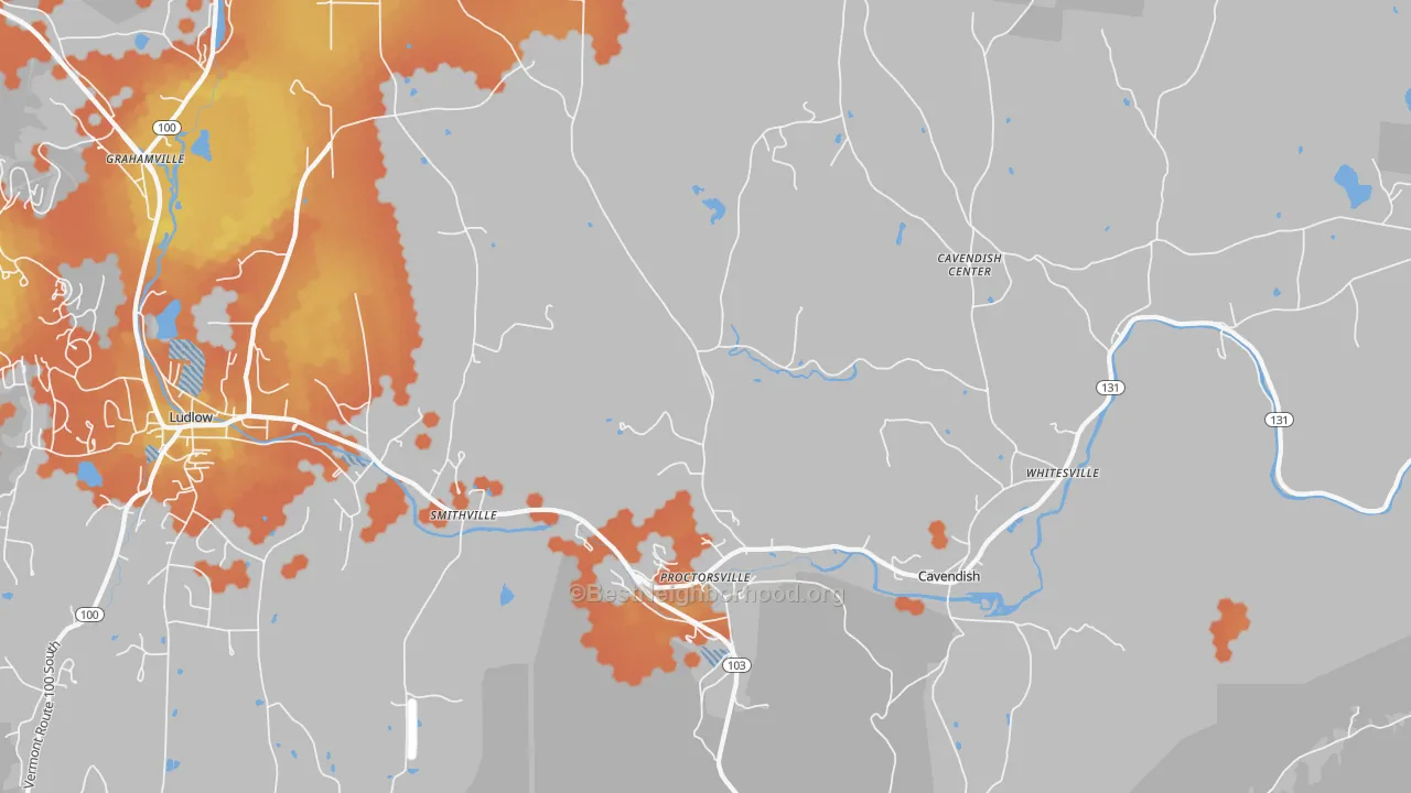Bike Grade map of 05153, VT