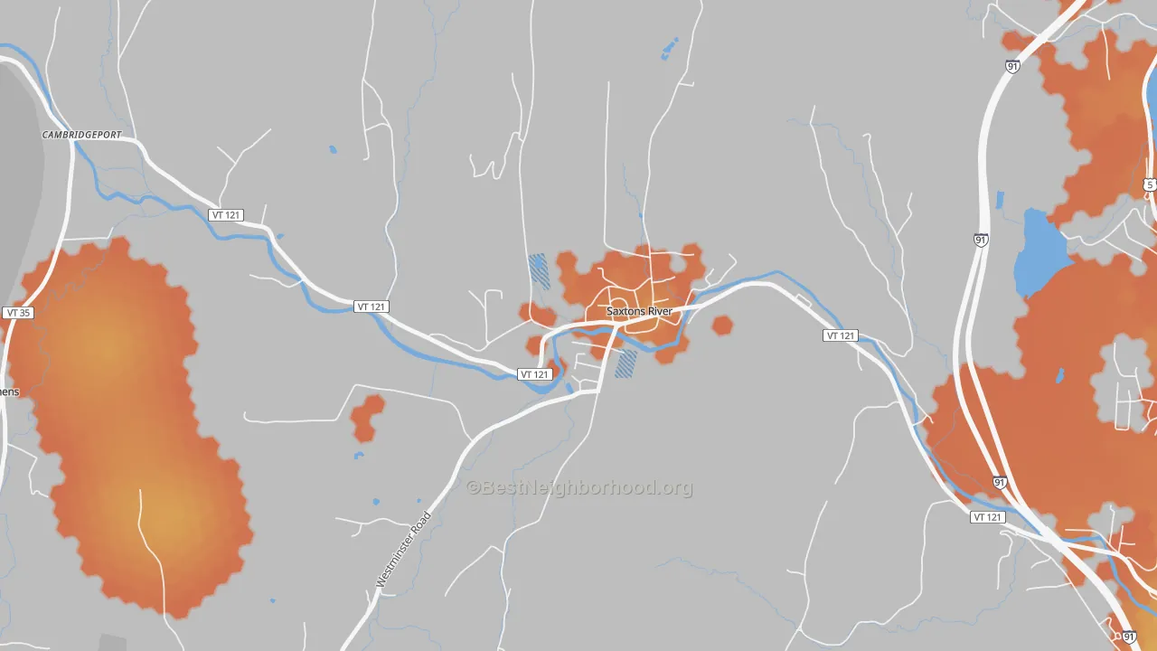 Bike Grade map of 05154, VT