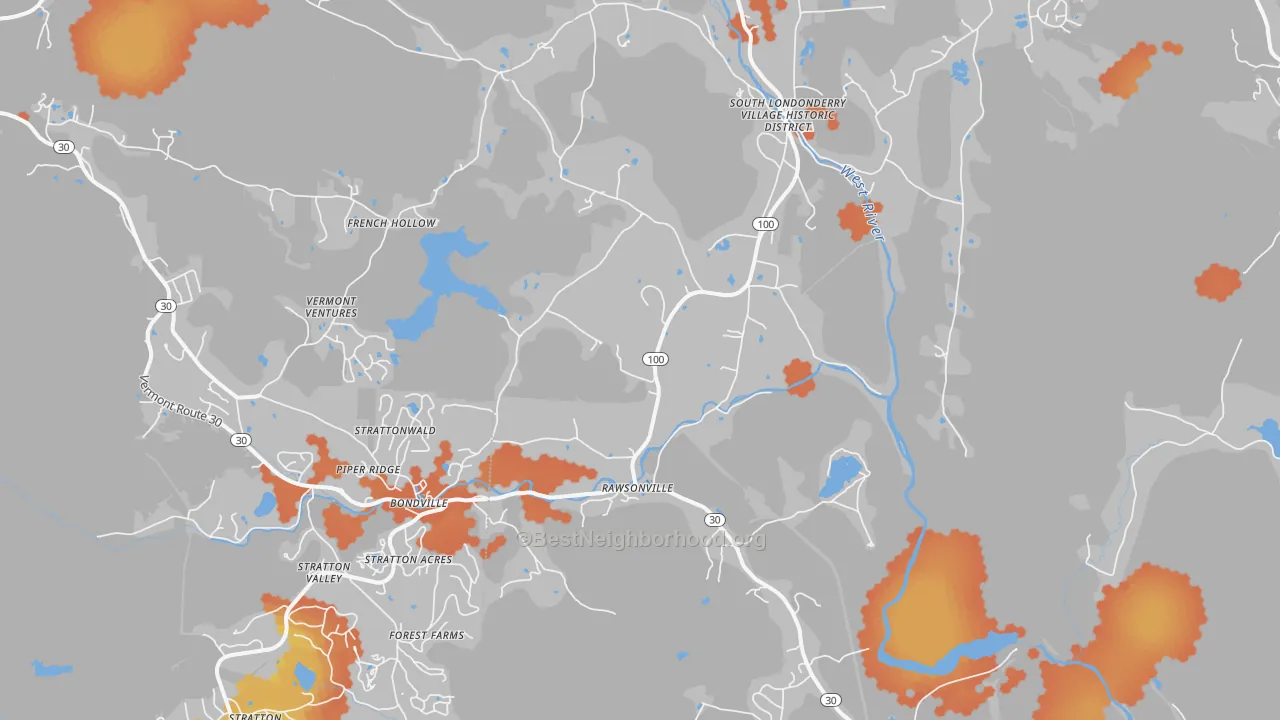 Bike Grade map of 05155, VT