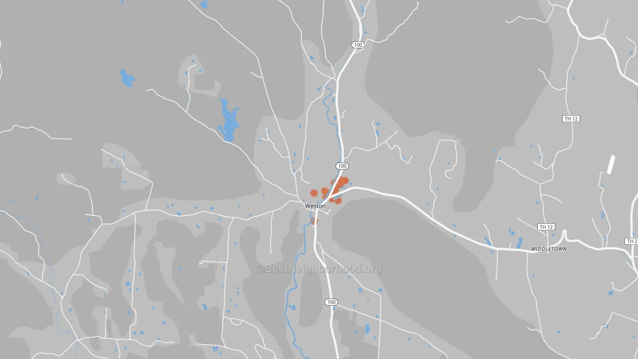 Bike Grade map of 05161, VT