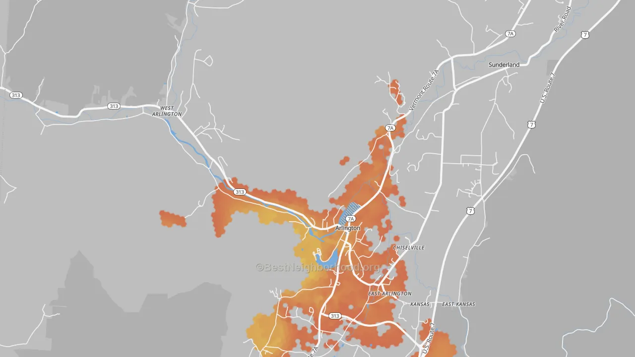 Bike Grade map of 05250, VT