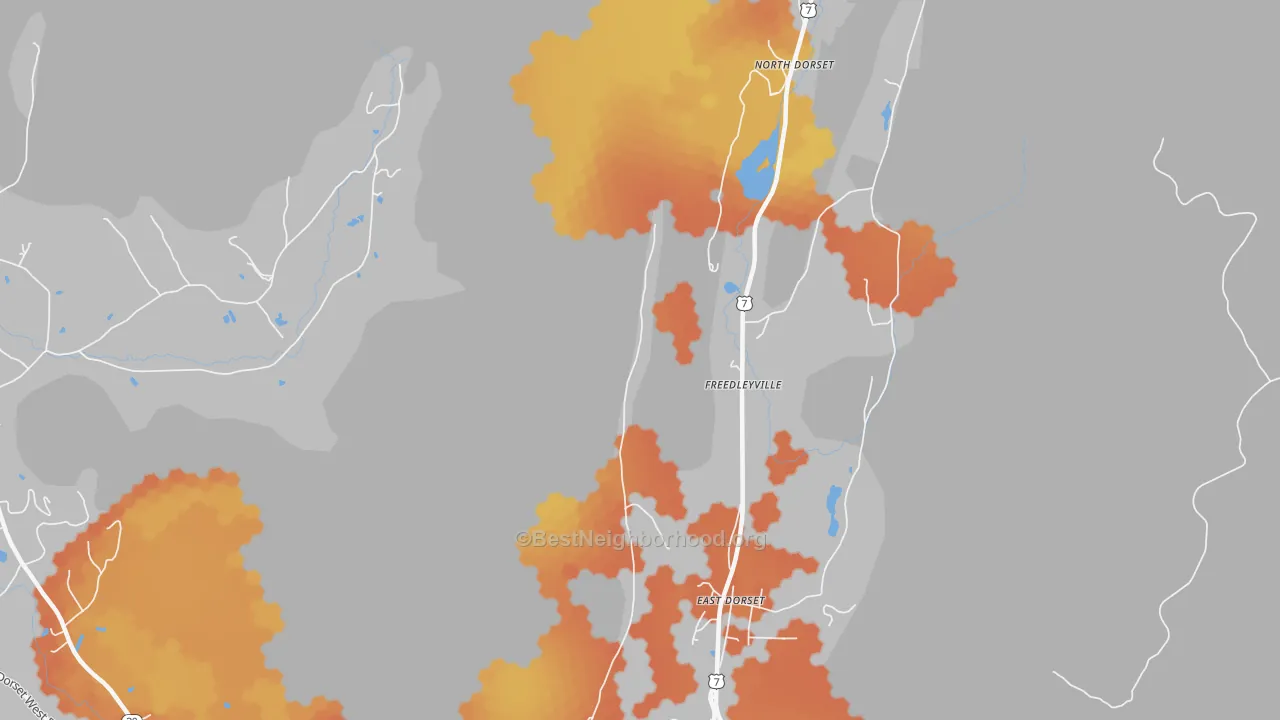 Bike Grade map of 05253, VT