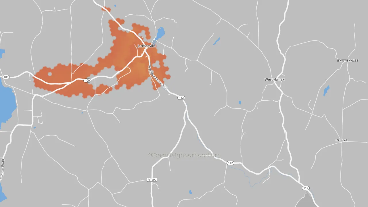 Bike Grade map of 05342, VT
