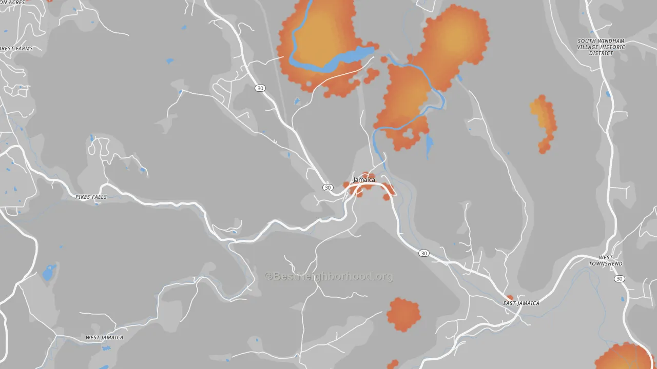 Bike Grade map of 05343, VT