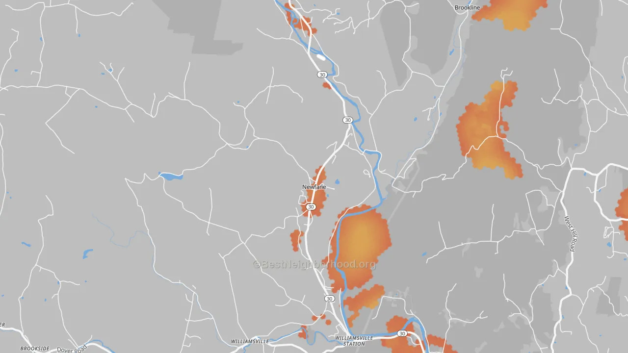 Bike Grade map of 05345, VT