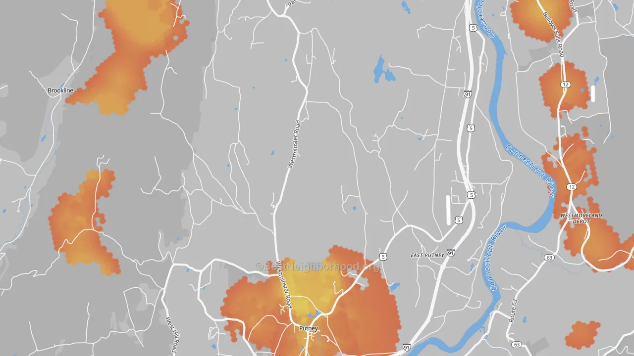 Bike Grade map of 05346, VT