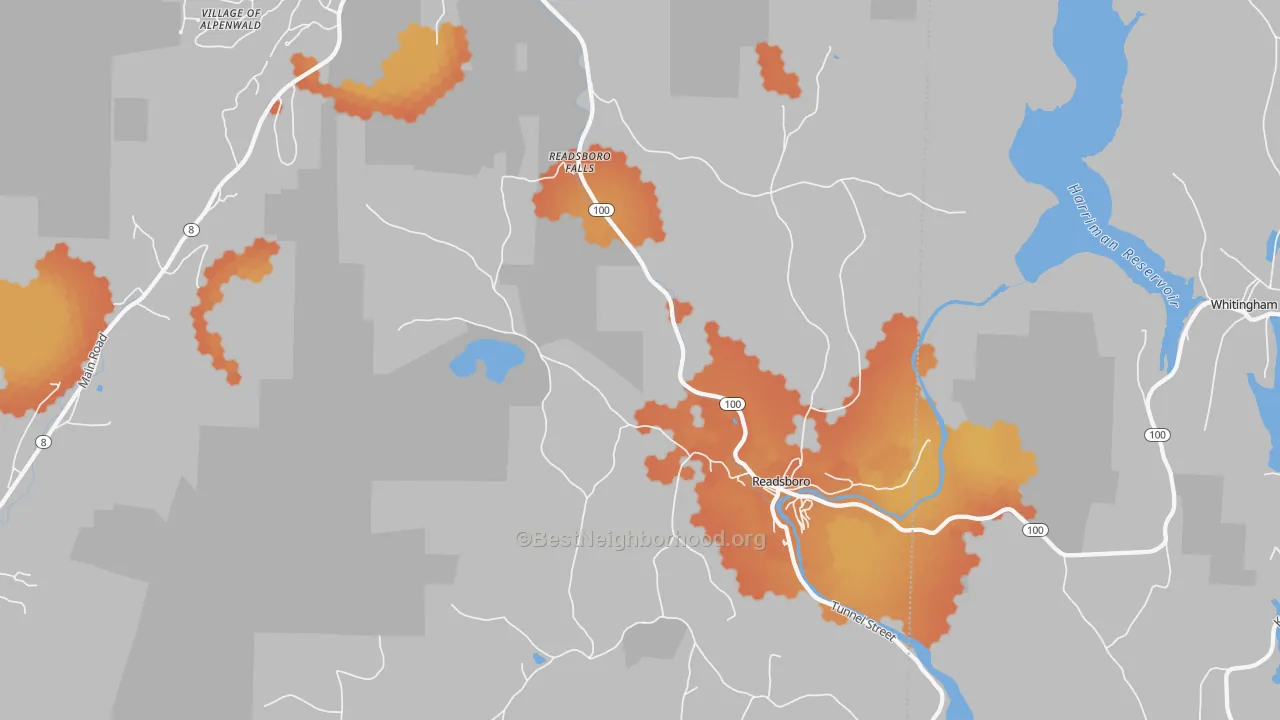 Bike Grade map of 05350, VT