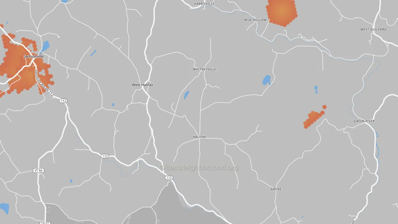 Bike Grade map of 05358, VT