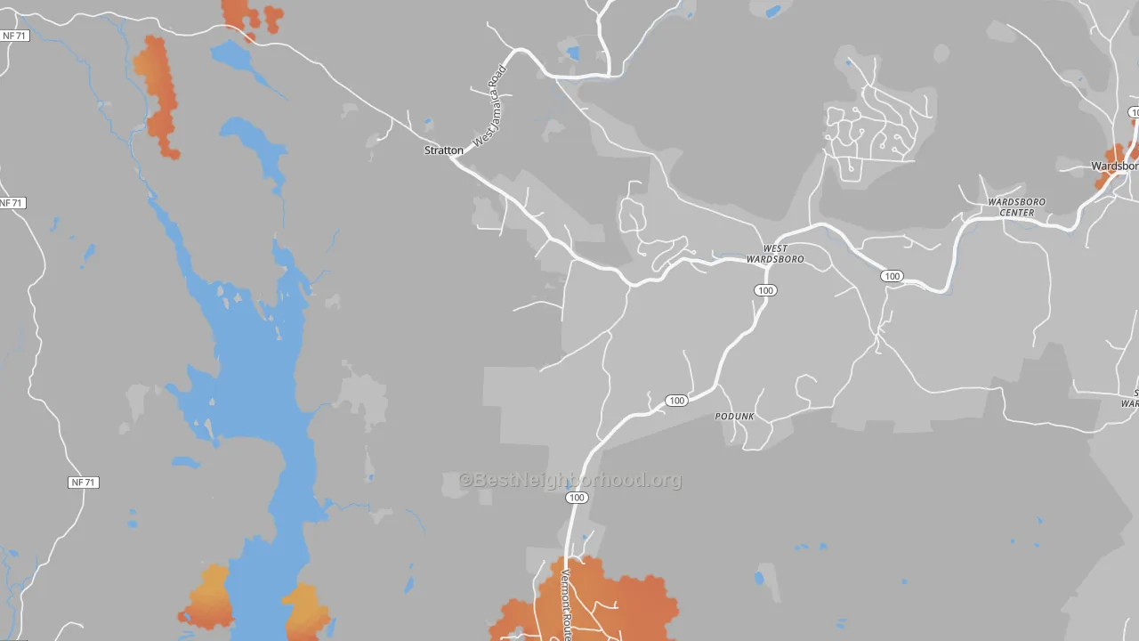 Bike Grade map of 05360, VT