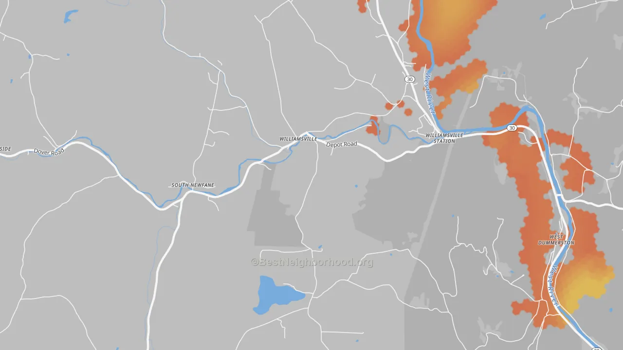 Bike Grade map of 05362, VT