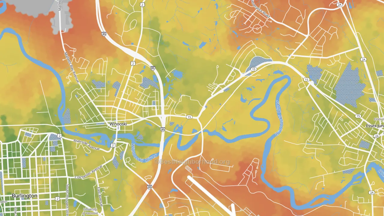 Bike Grade map of 05439, VT