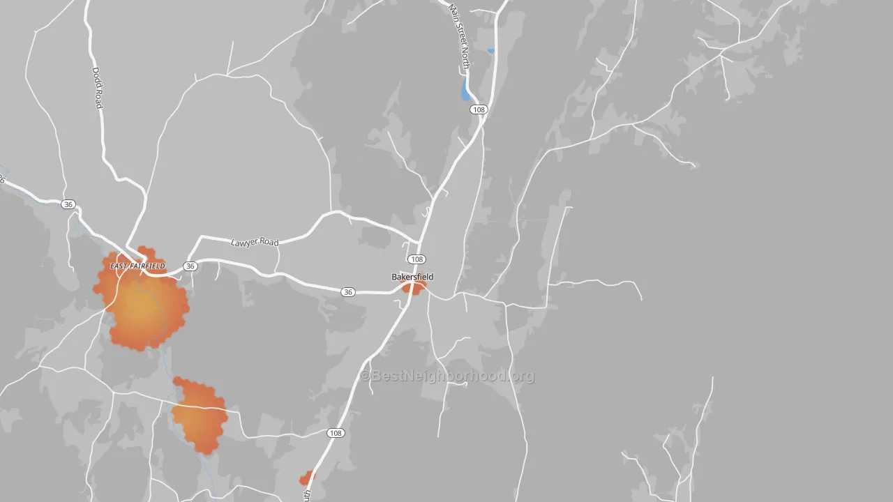 Bike Grade map of 05441, VT