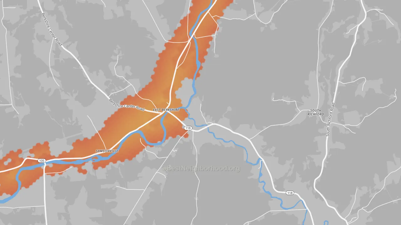 Bike Grade map of 05447, VT