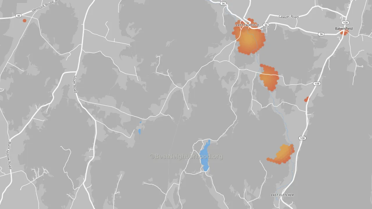 Bike Grade map of 05448, VT
