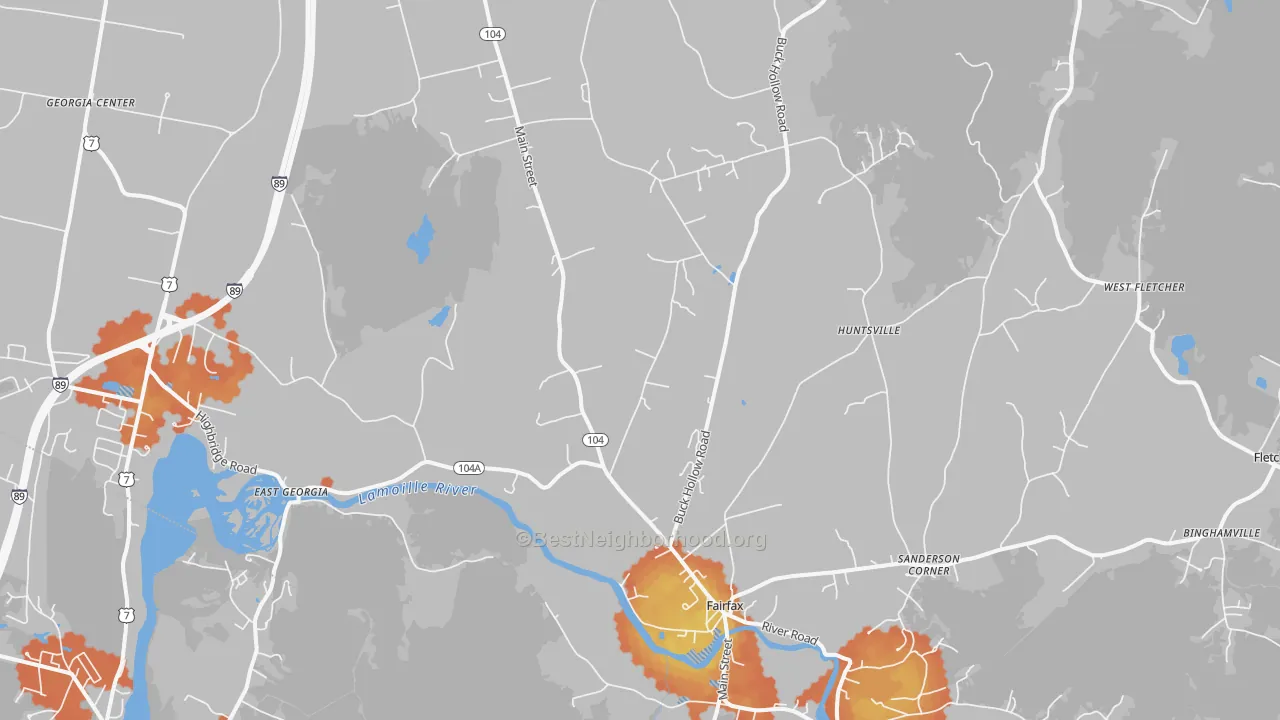 Bike Grade map of 05454, VT