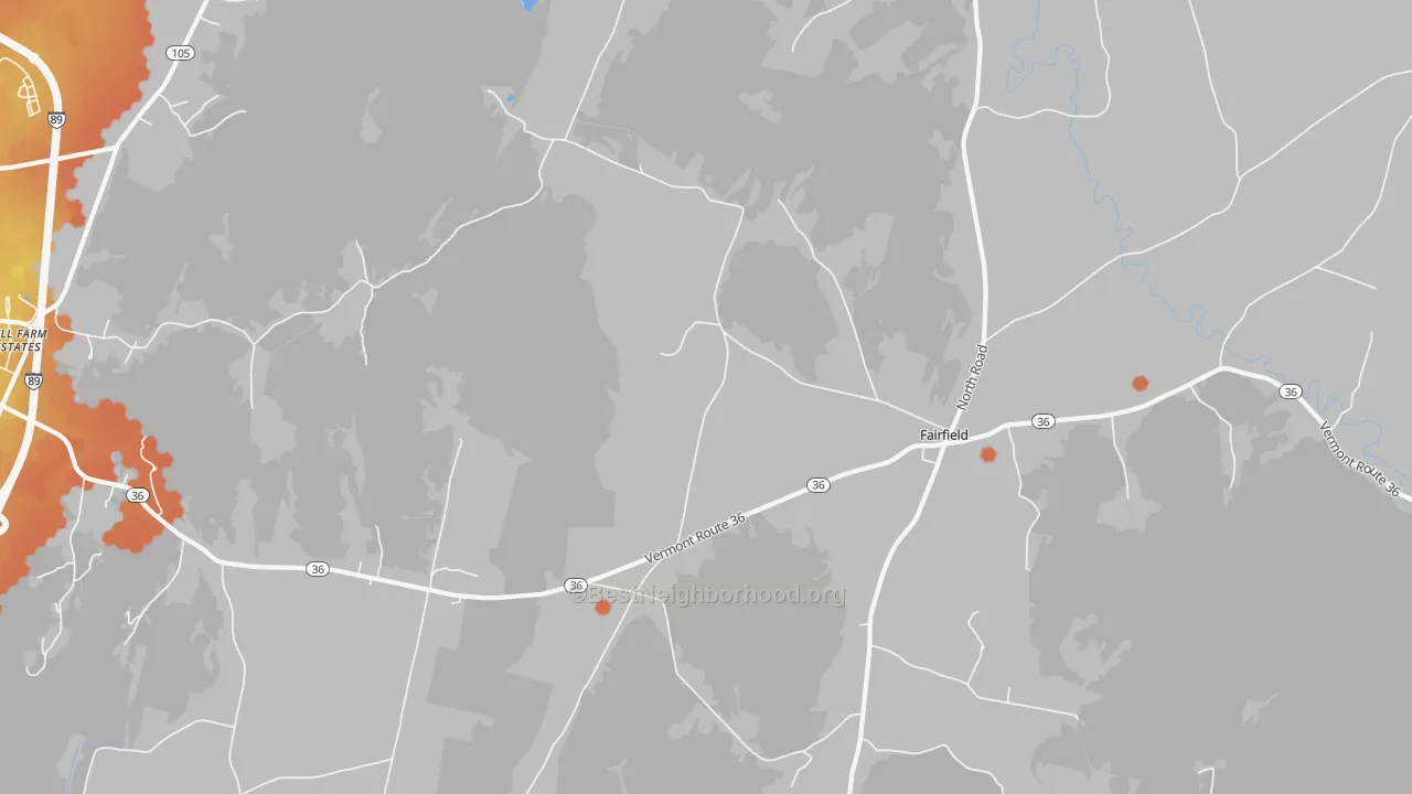 Bike Grade map of 05455, VT