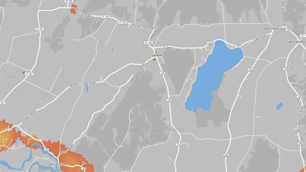 Bike Grade map of 05457, VT