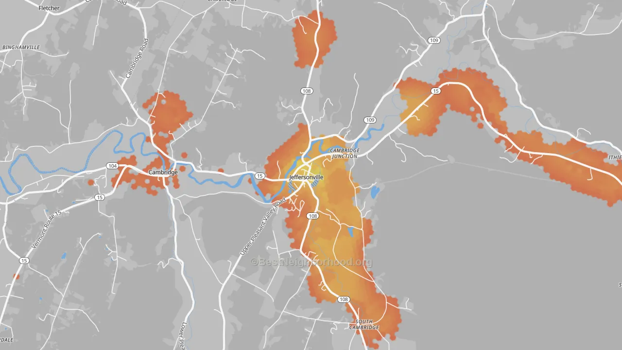 Bike Grade map of 05464, VT