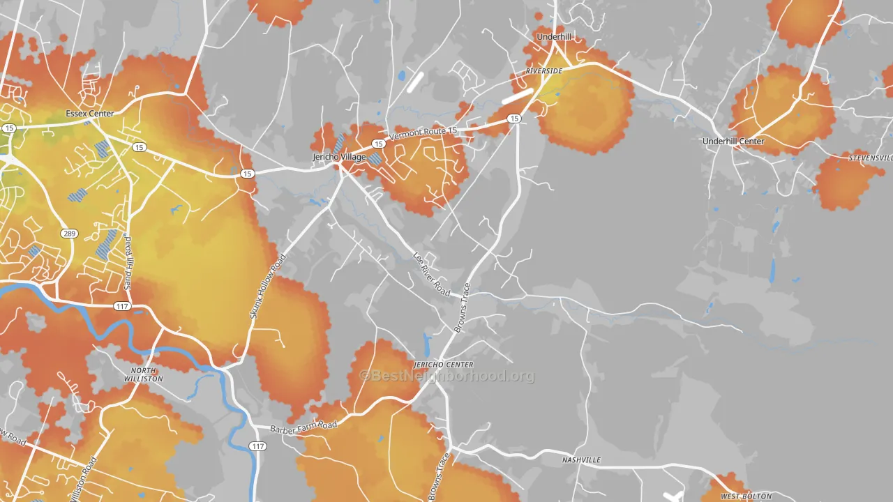 Bike Grade map of 05465, VT