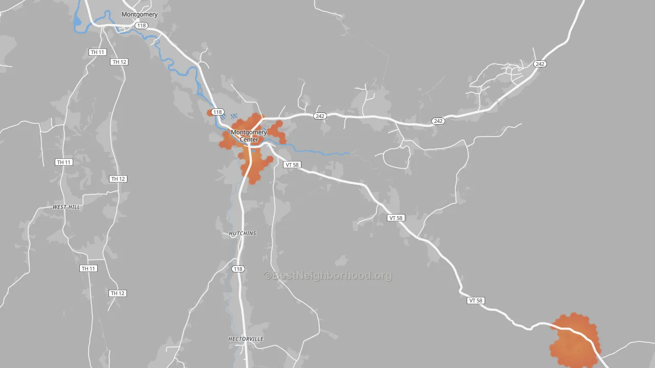 Bike Grade map of 05471, VT