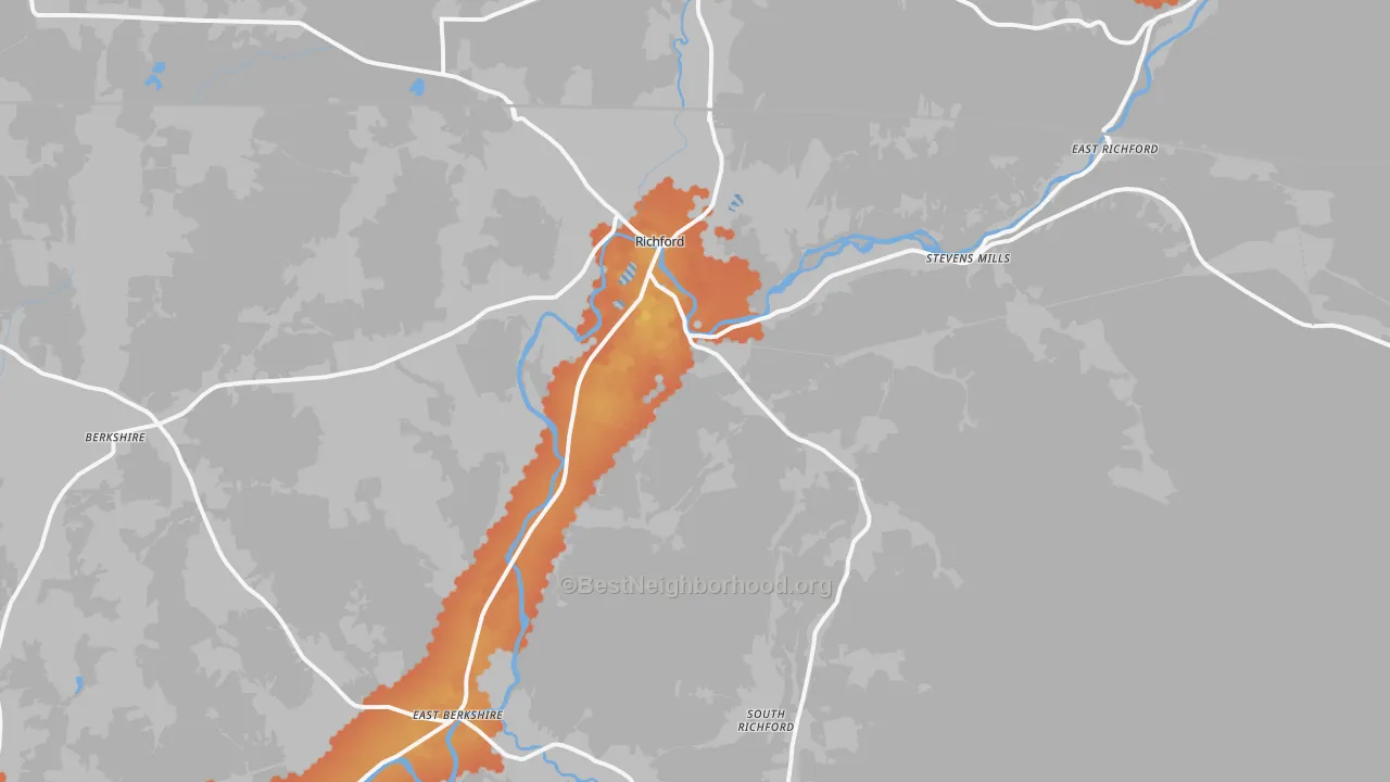 Bike Grade map of 05476, VT