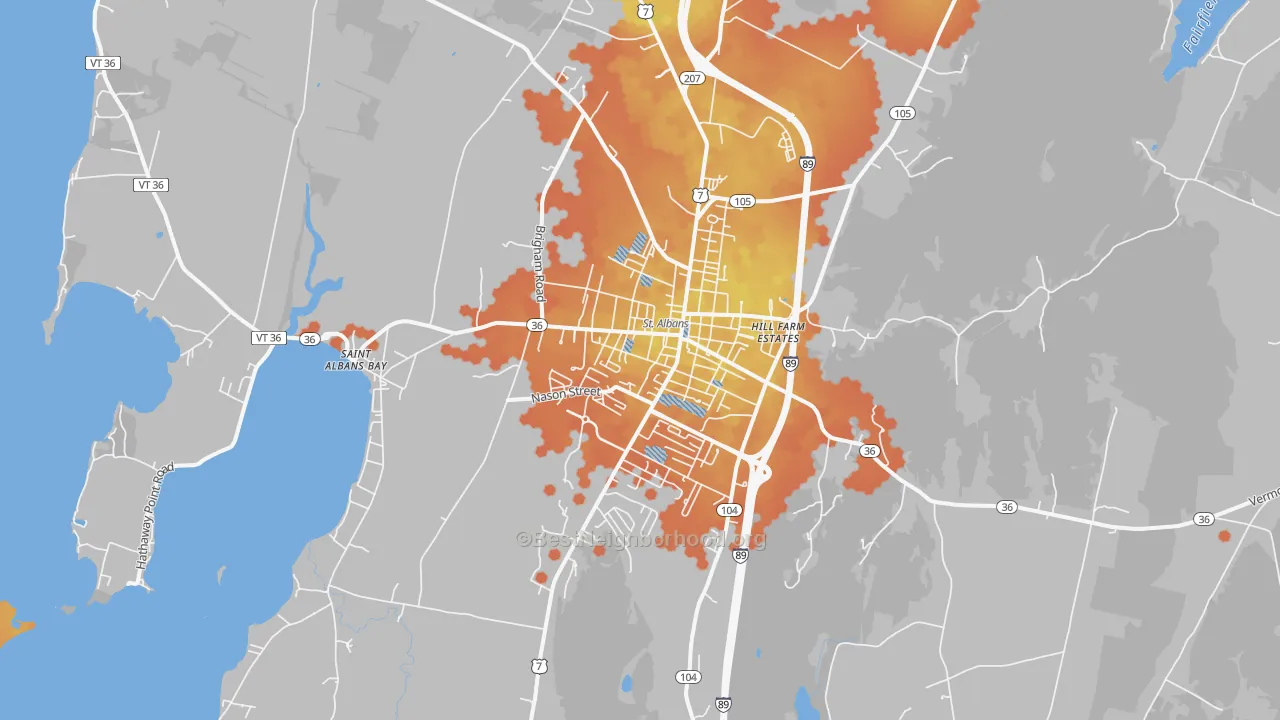 Bike Grade map of 05478, VT
