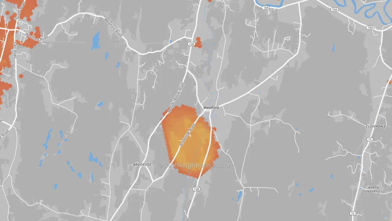 Bike Grade map of 05494, VT
