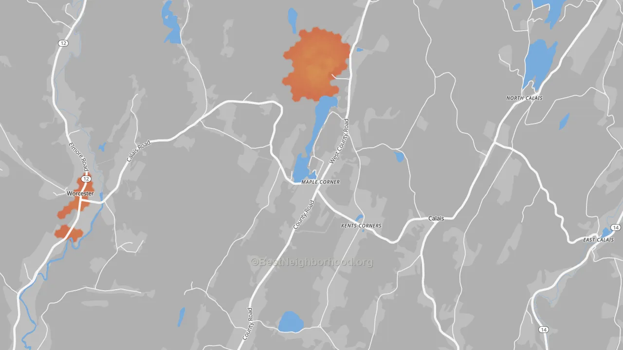 Bike Grade map of 05648, VT