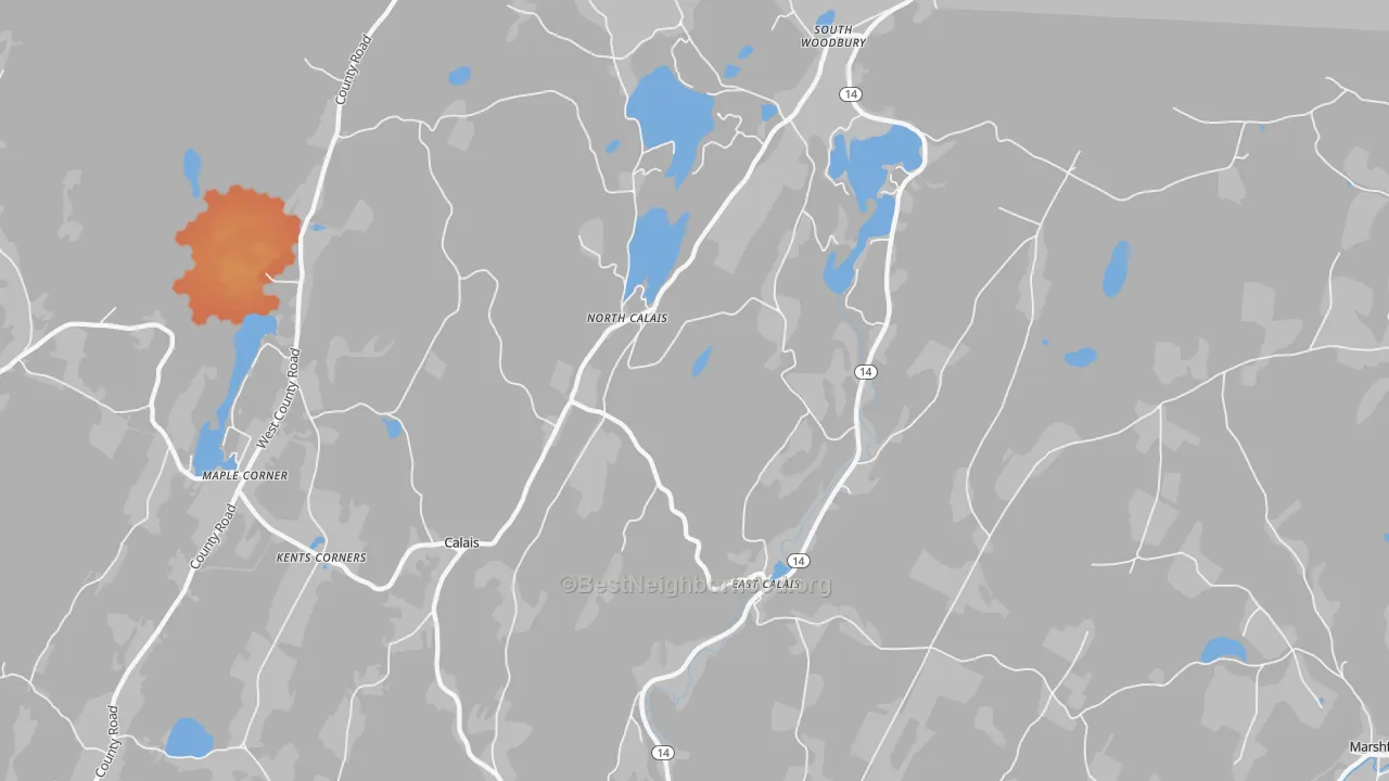 Bike Grade map of 05650, VT