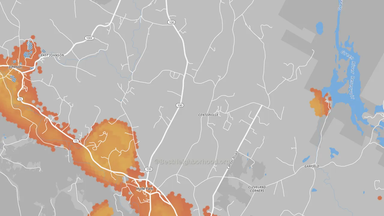 Bike Grade map of 05655, VT