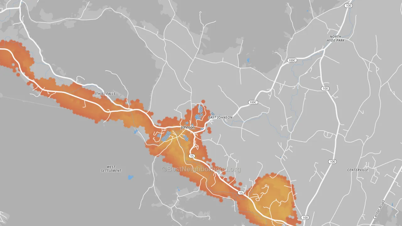 Bike Grade map of 05656, VT
