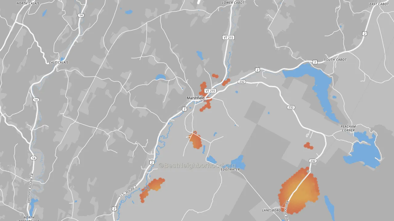 Bike Grade map of 05658, VT