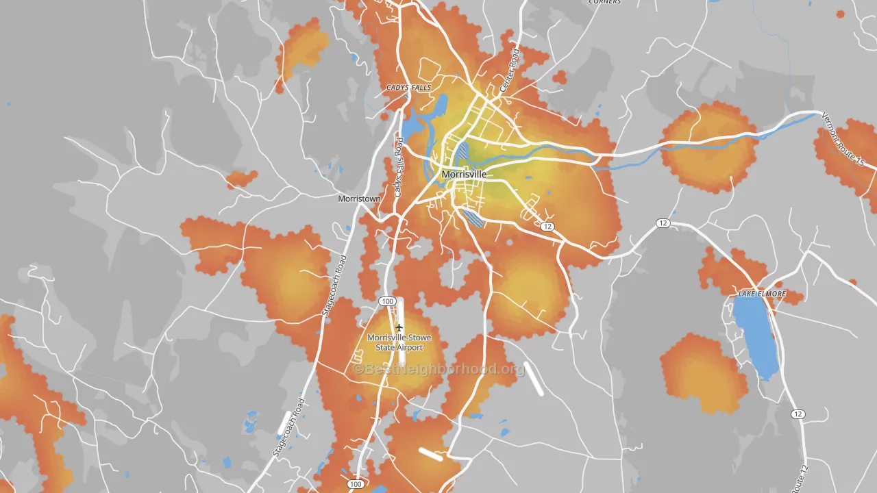 Bike Grade map of 05661, VT