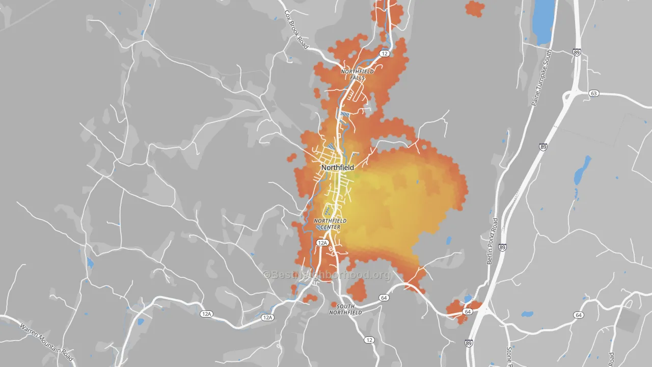 Bike Grade map of 05663, VT