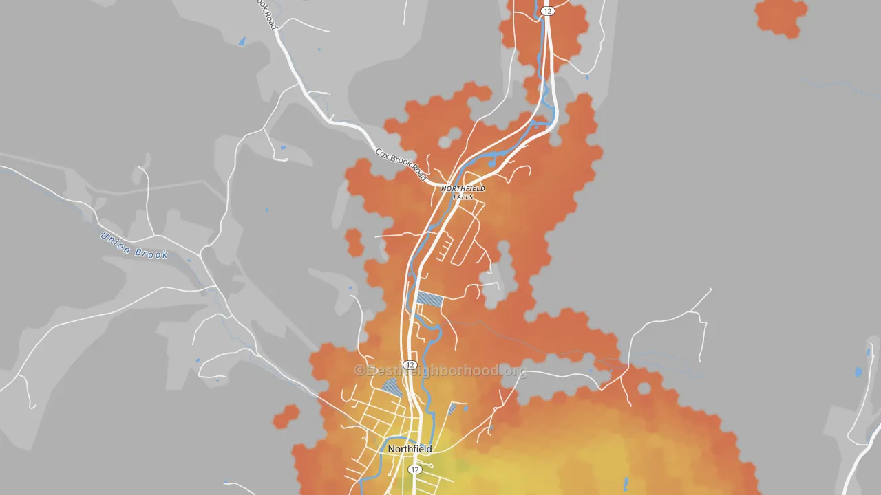 Bike Grade map of 05664, VT
