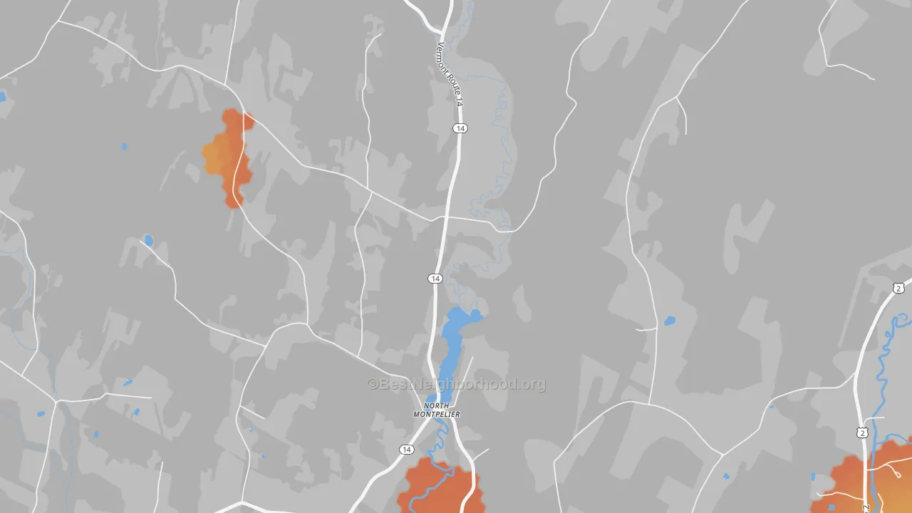 Bike Grade map of 05666, VT