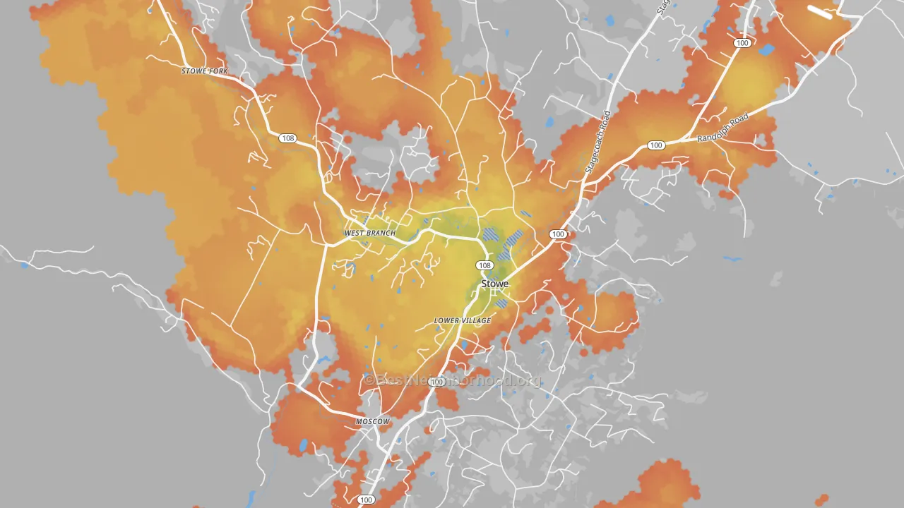 Bike Grade map of 05672, VT