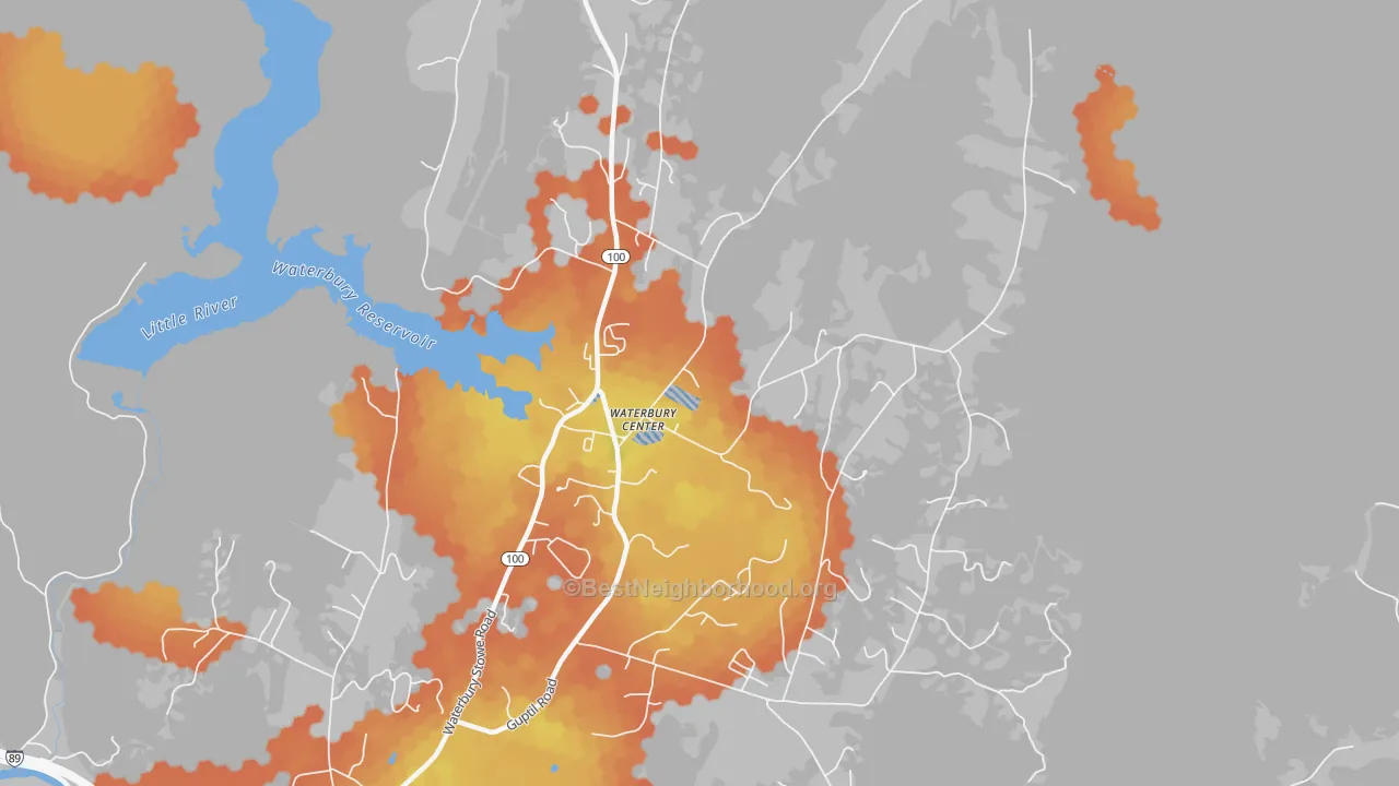 Bike Grade map of 05677, VT