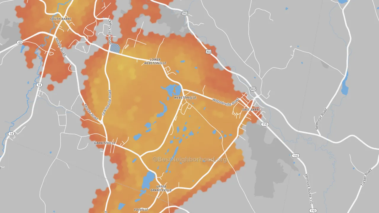 Bike Grade map of 05678, VT