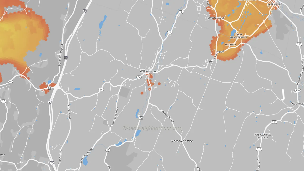 Bike Grade map of 05679, VT