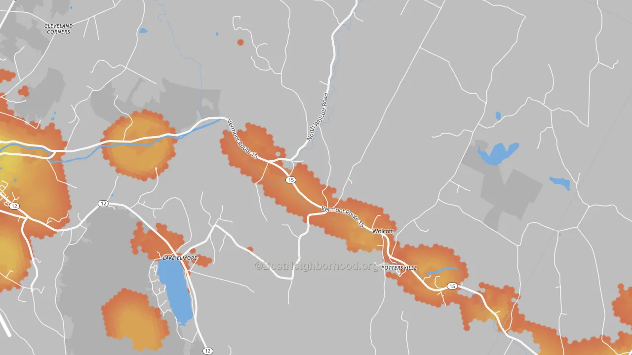Bike Grade map of 05680, VT