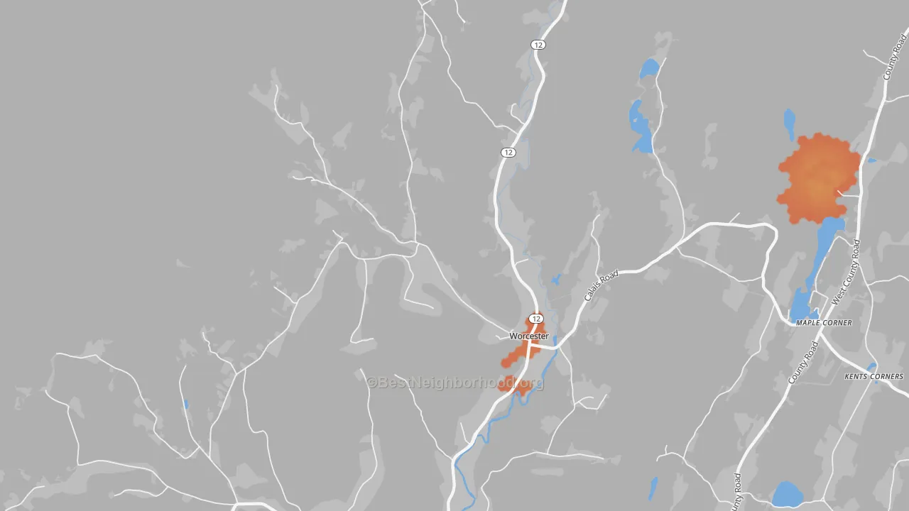 Bike Grade map of 05682, VT