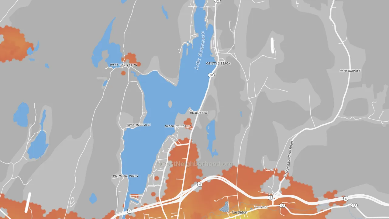 Bike Grade map of 05732, VT