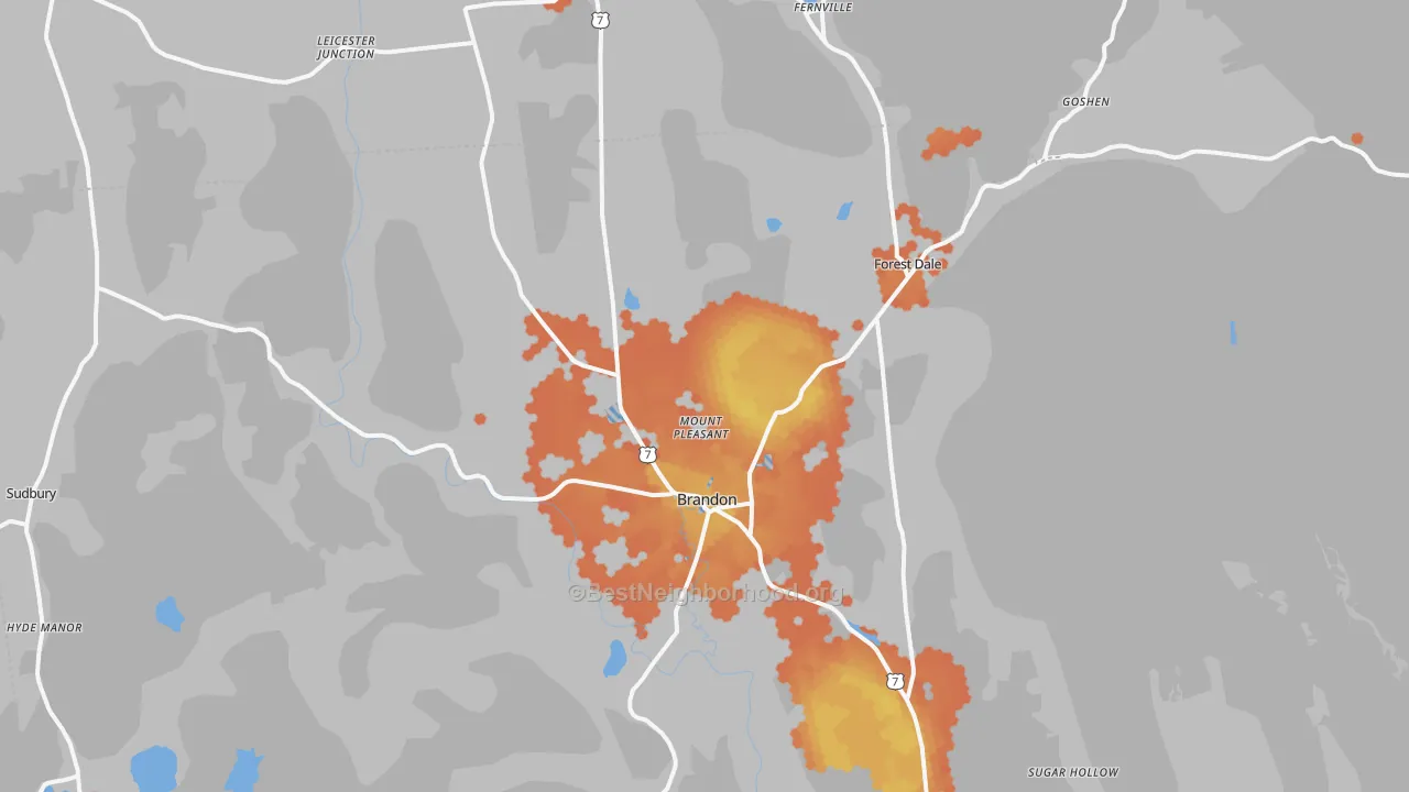 Bike Grade map of 05733, VT