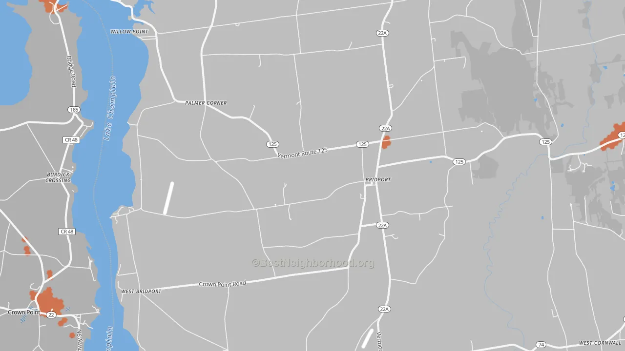 Bike Grade map of 05734, VT